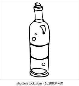 Eine Flasche Wein oder Champagner. Einfach doodle Vektorgrafik. Handgezeichnet.