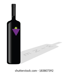 bottle of wine color vector illustration