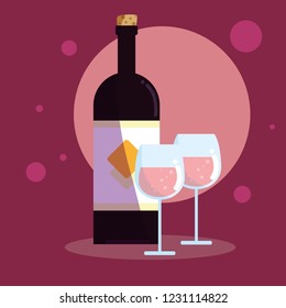 bottle of wine with cups