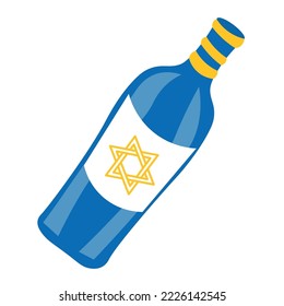 Bottle of wine with David star on white background