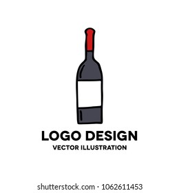 bottle of wine doodle icon