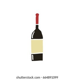 bottle of wine doodle icon