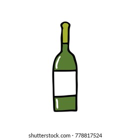 bottle of wine doodle icon