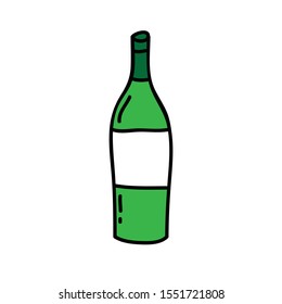 bottle of wine doodle icon, vector illustration