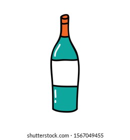 bottle of wine doodle icon, vector illustration