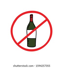 bottle of wine doodle icon, vector illustration