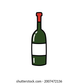 bottle of wine doodle icon, vector illustration