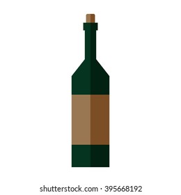 A bottle of wine. Flat design.