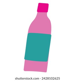 Bottle of wine. Flat icon. Hand drawn vector illustration on white background.