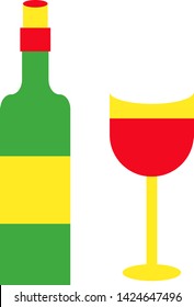 Bottle of wine flat illustration on white
