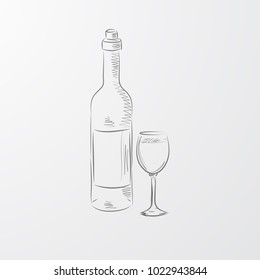 Bottle of wine and glass