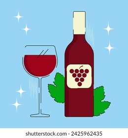 Bottle of wine and glass of wine