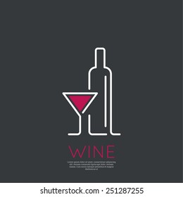 Bottle of wine with a glass.