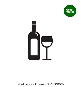 Bottle of wine and glass