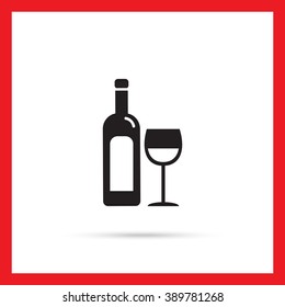 Bottle of wine and glass