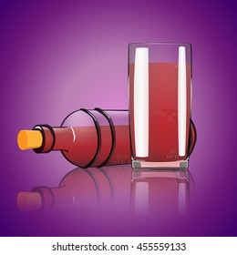 a bottle of wine and Glass