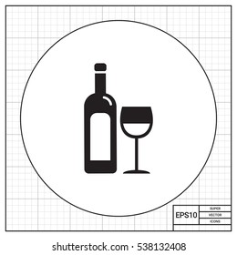Bottle of wine and glass