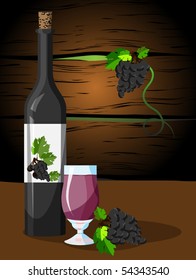Bottle of wine and glass