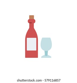 Bottle of wine and glass