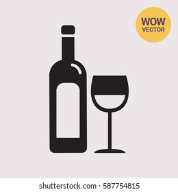 Bottle of wine and glass