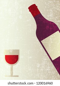 BOTTLE OF WINE WITH GLASS APERITIF POSTER