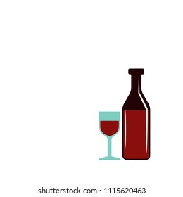 bottle of wine and glass colored illustration. Element of colored food icon for mobile concept and web apps. Detailed bottle of wine and glass icon can be used for web and mobile on white background