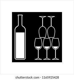 Bottle Of Wine And Glass Design Vector Art Illustration