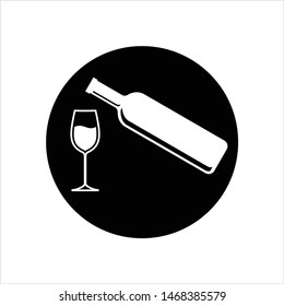 Bottle Of Wine And Glass Design Vector Art Illustration