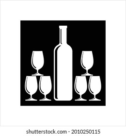 Botella De Vino Y Vidrio Diseño Ilustración De Arte