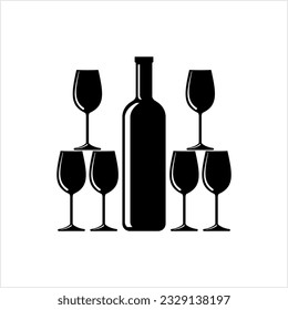 Botella De Vino Y Vidrio Diseño Ilustración De Arte