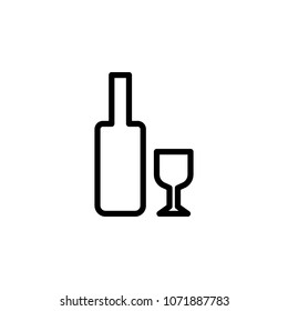 a bottle of wine with a glass icon. Element of minimalistic icons for mobile concept and web apps. Thin line icon for website design and development, app development on white background