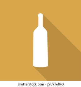 Bottle Of Wine And A Glass Icon On  Long Shadow