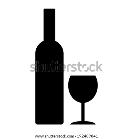 Bottle and wine glass icon on white background.
