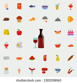 bottle of wine and glass icon. Resturant icons universal set for web and mobile