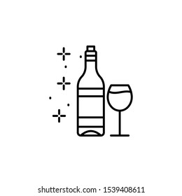 Bottle wine and glass icon. Simple line, outline vector of Thanksgiving day icons for ui and ux, website or mobile application