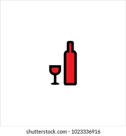 bottle of wine and glass icon vector