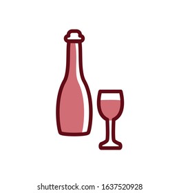 Bottle and wine glass icon vector design template