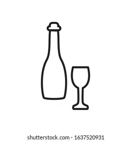 Bottle and wine glass icon vector design template