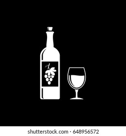 Bottle of wine with a glass icon. Vector illustration.