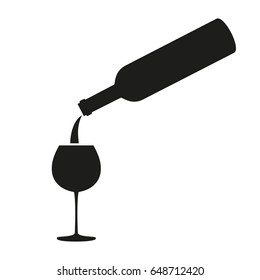 Bottle of wine and glass on white background. Vector illustration.