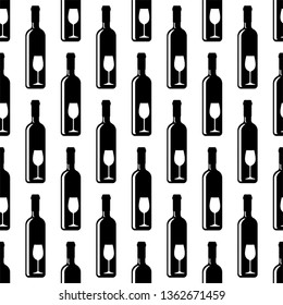 Botella De Vino Y Vidrio Ilustración Del Vector De Patrón Sin Marea