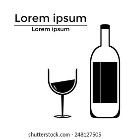 Bottle of wine and glass silhouette
