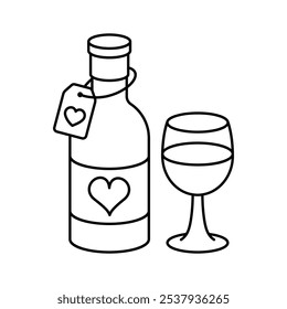 A bottle of wine with a glass, symbolizing love and relaxation
