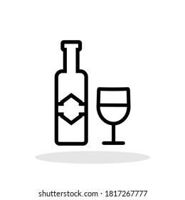 Bottle of wine with glass in trendy flat style. Wine symbol for your web site design, logo, app, UI Vector EPS 10. 