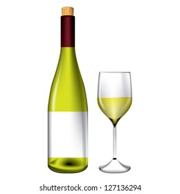 Bottle and wine glass vector