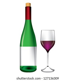 Bottle and wine glass vector