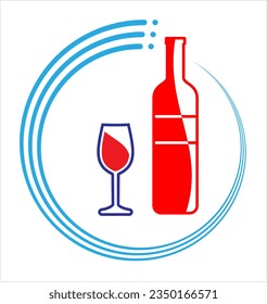 Botella De Ilustración De Arte Vector De Vino Y Vidrio