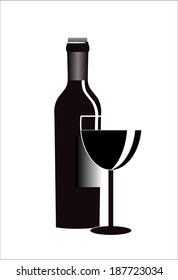 A bottle of wine with glass vector artwork 