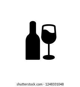 Bottle and wine glass, vector icon in solid/glyph style