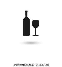  Bottle of wine and glass - vector icon